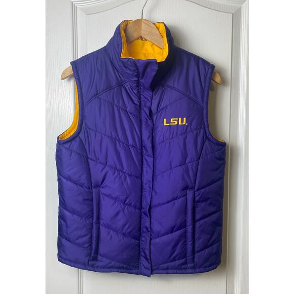 Columbia Purple and Gold Reversible LSU Puffer Vest Women's Size Medium - Picture 1 of 8